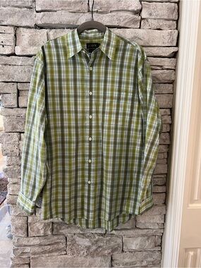 J. Crew Olive Green Plaid Long-Sleeve Cotton Button-Down Shirt